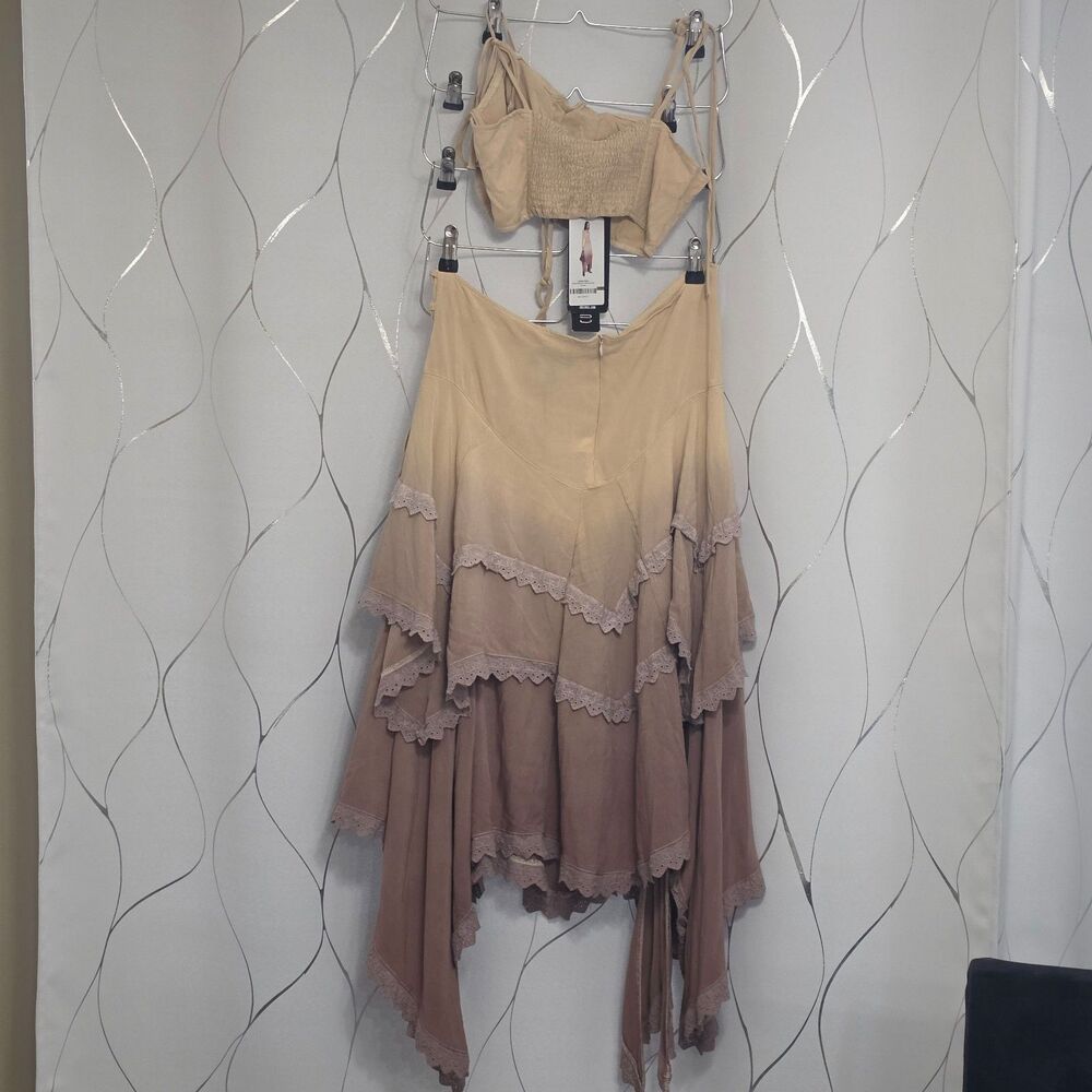Dolls Kill Current Mood Dip Dye Asymmetrical Hem Skirt - Picture 3 of 10
